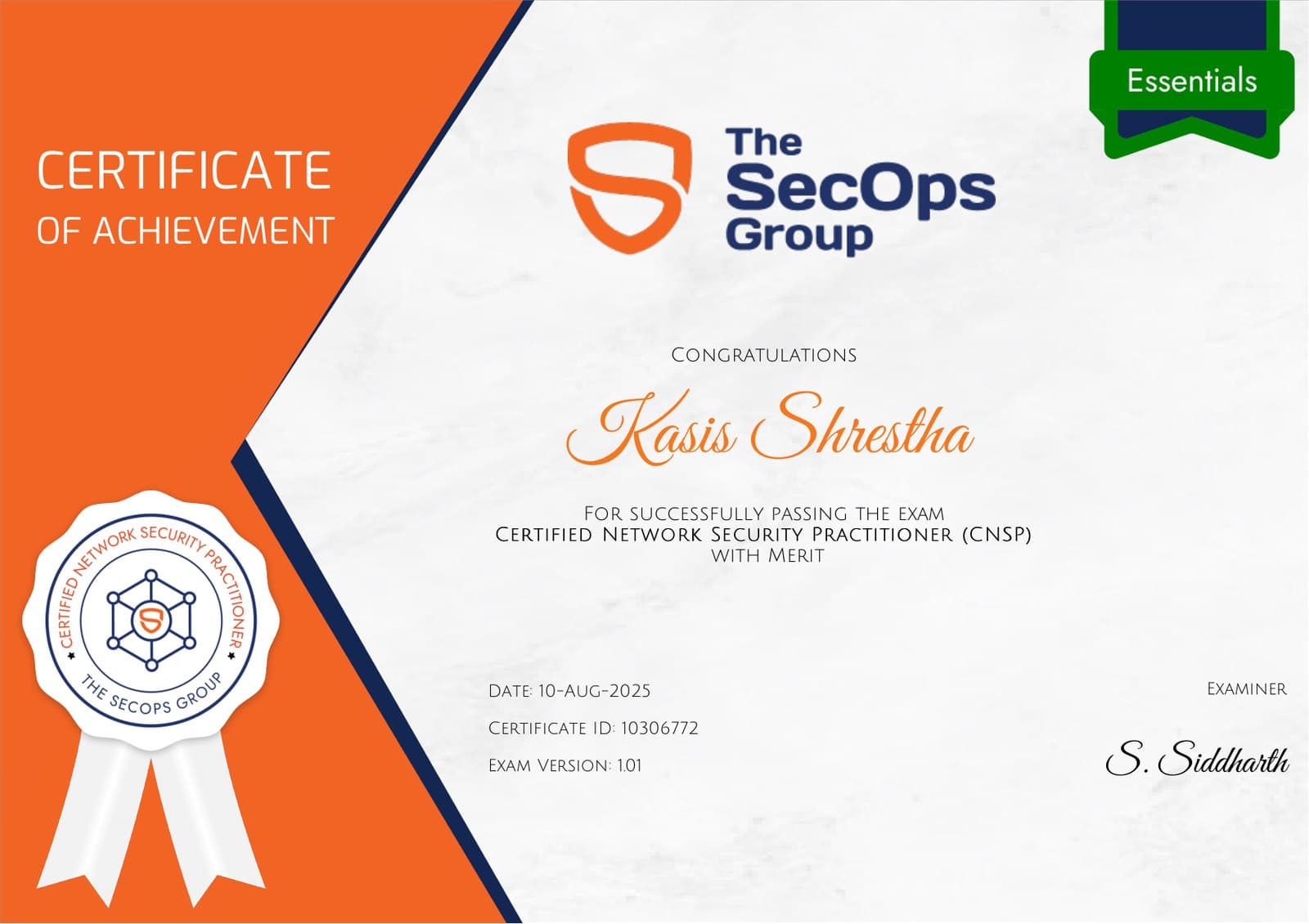Certified Network Security Practitioner (CNSP) certificate